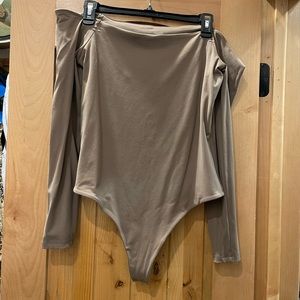 Nuuds Mocha off the shoulder Bodysuit